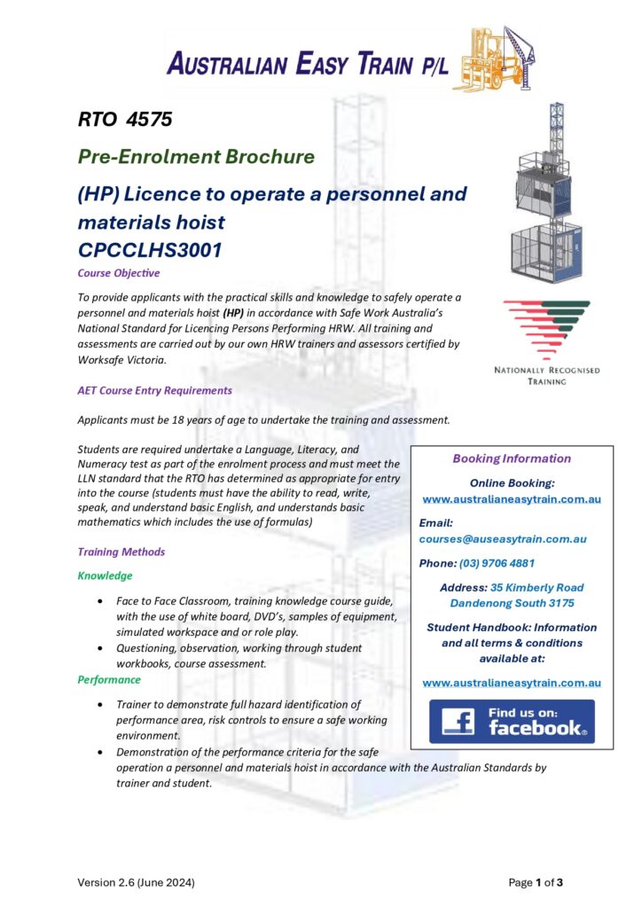 HP – Personnel & Materials Hoist