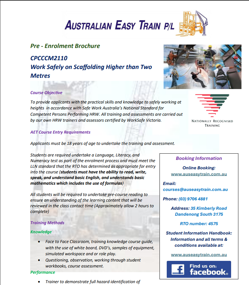 Work Safely on Scaffolding Higher than TwoMetres